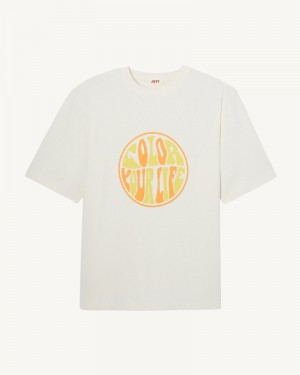 JOTT Leo Organic Cotton メンズ Tシャツ Off-white | RZJ-1096