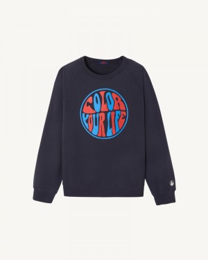 JOTT Parati Print レディース スウェットシャツ ネイビー | FXD-7772