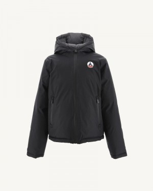 JOTT Yoko Reversible フード付き 冬の キッズ ジャケット 黒 深いグレー | GEA-6240